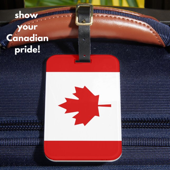 Kanada Flag Ahornleaf Red White Patriotic Gepäckanhänger (Show your Canadian pride with this classic Canada flag luggage tag. Red white and maple leaf forever)
