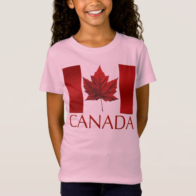 Kanada Flag Girl's T - Shirt Kid's Canada Souvenir (Vorderseite)