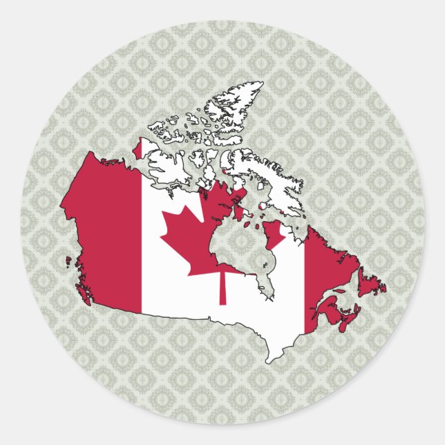 Kanada Flag-Karte Runder Aufkleber (Vorderseite)