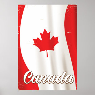Kanada Flag Vintage Reiseplakat Poster