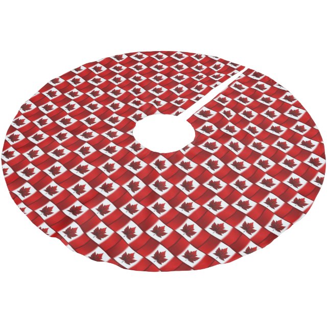 Kanada Flag Weihnachtsbaum-Rock Kanada Souvenir Polyester Weihnachtsbaumdecke (Schrägansicht)