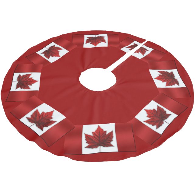 Kanada Flag Weihnachtsbaum-Rock Kanada Souvenir Polyester Weihnachtsbaumdecke (Schrägansicht)
