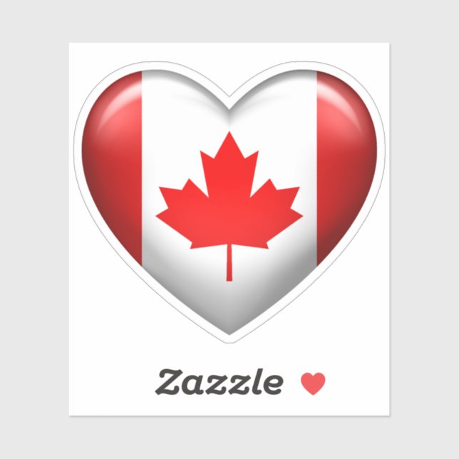 Kanada-Flagge | 3D-Herzsymbol Aufkleber (Blatt)