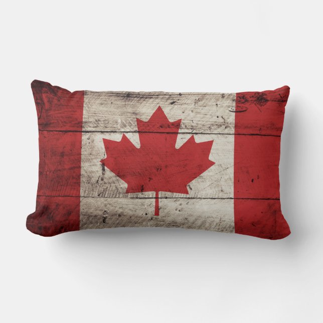 Kanada-Flagge auf altem hölzernem Korn Lendenkissen (Vorderseite)