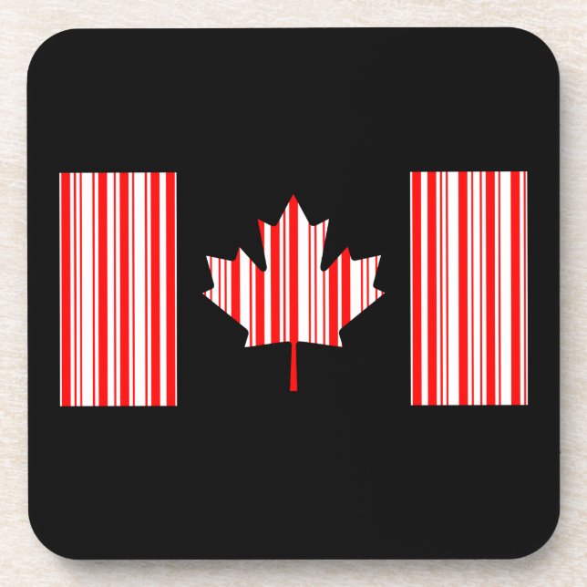 KANADA-FLAGGE-BARCODE Kanadischer Barcode Untersetzer (Vorderseite)