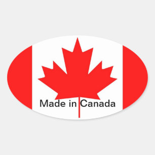 Kanada-Flagge, hergestellt in Kanada Ovaler Aufkleber