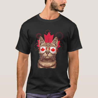 Kanada-Flagge  Katze Sonnenbrille Kanadische Flagg T-Shirt
