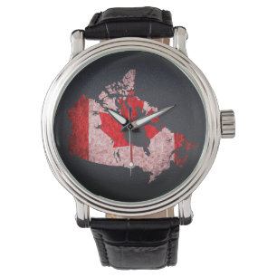 Kanada-Flagge und -Karte Armbanduhr