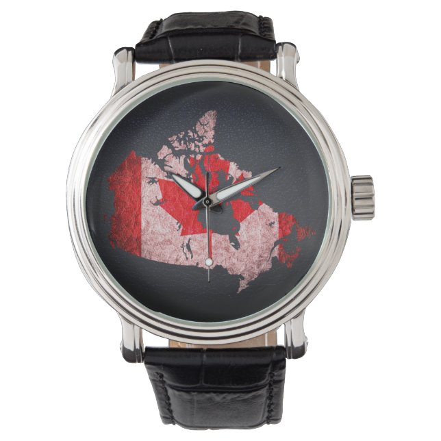 Kanada-Flagge und -Karte Armbanduhr (Vorderseite)