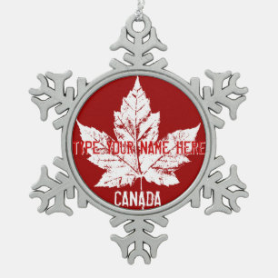 Kanada-Flaggen-Ornament Personalisiertes Kanada-So Schneeflocken Zinn-Ornament