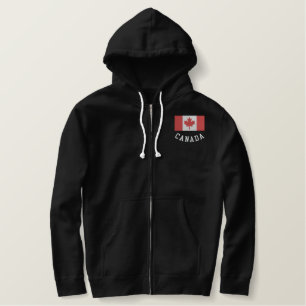 Kanada-Flaggen-Sherpa gezeichnete Strickjacke Bestickter Hoodie