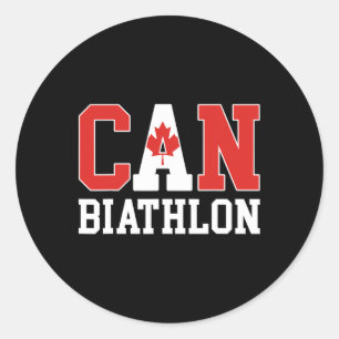 Kanada Flaggenbiathlonist - Canadian Can Biathlon Runder Aufkleber