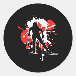 Kanada Flaggenbiathlonist - Kanadischer Biathlon 1 Runder Aufkleber