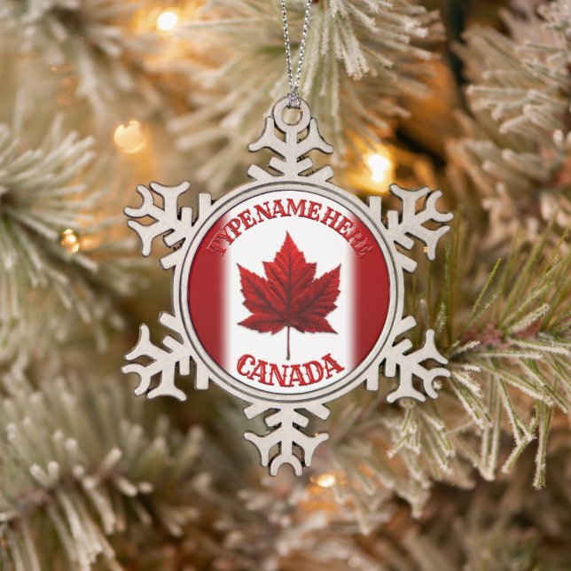 Kanada Flaggenschmuck Kanada Weihnachtsschmuck Schneeflocken Zinn-Ornament (Baum)