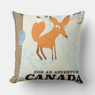 Kanada Fuchs Vintage-Reiseposter Kissen