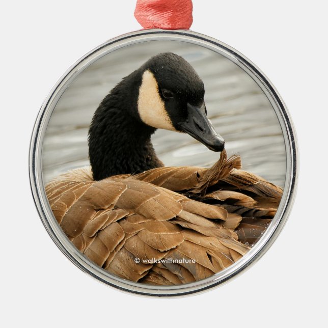 Kanada Gänse auf dem See Ornament Aus Metall (Vorne)