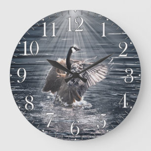 Kanada Gänsebaden in einem Art Design-Lake Große Wanduhr