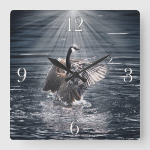 Kanada Gänsebaden in einem Art Design-Lake Quadratische Wanduhr