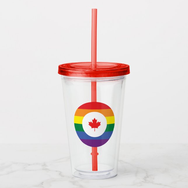 Kanada-Gay Pride Acryltrinkbecher (Vorderseite)