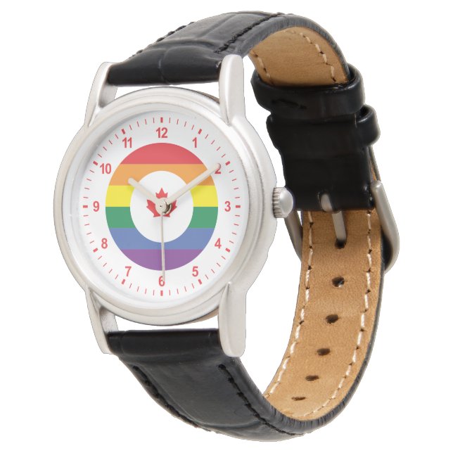 Kanada-Gay Pride Armbanduhr (Schrägansicht)