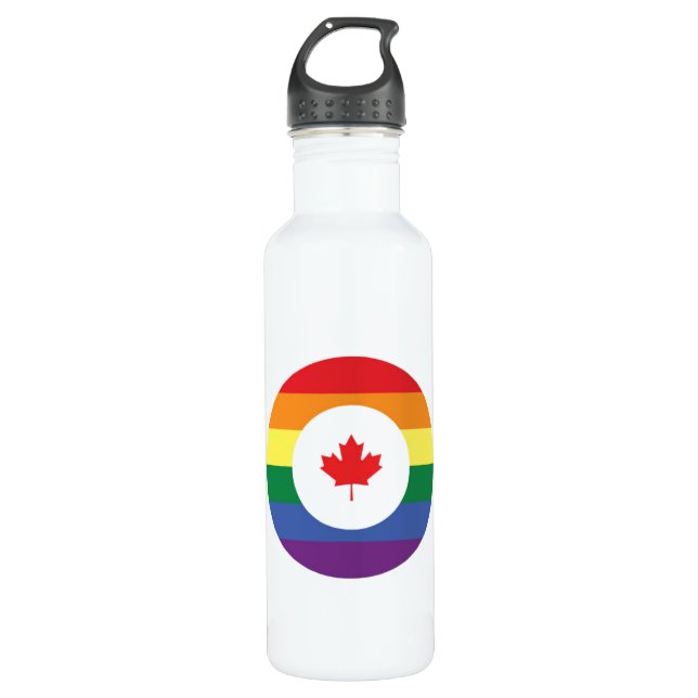 Kanada-Gay Pride Edelstahlflasche (Vorderseite)