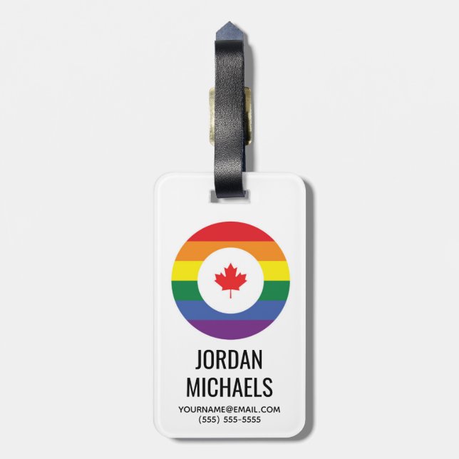 Kanada-Gay Pride Gepäckanhänger (Rückseite vertikal)