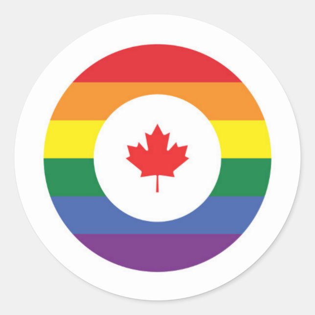 Kanada-Gay Pride Runder Aufkleber (Vorderseite)