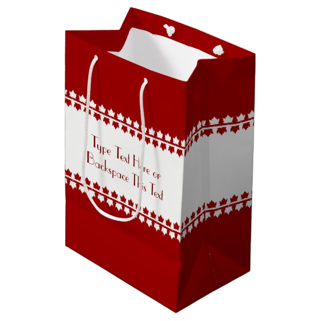 Kanada Geschenktaschen Custom Canada Mapsleaf Gesc Mittlere Geschenktüte (Vorderseite Schrägansicht)
