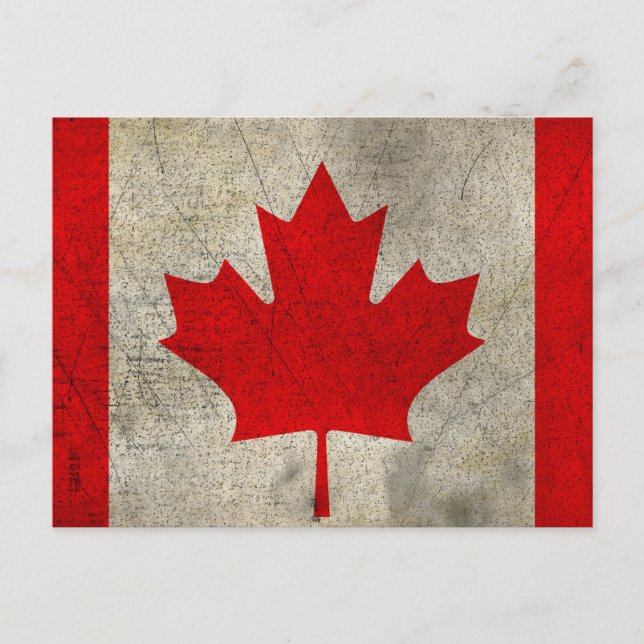 Kanada GRUNGE DISTRESSEE VINTAGE Flagge Postkarte (Vorderseite)