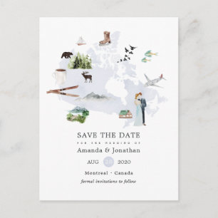 Kanada-Hochzeit in Urlaubsort Save the Date Ankündigungspostkarte