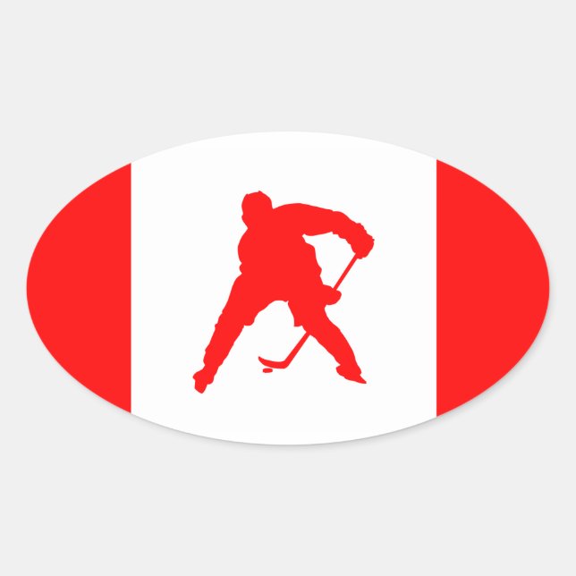 Kanada Hockey Ovaler Aufkleber (Vorderseite)