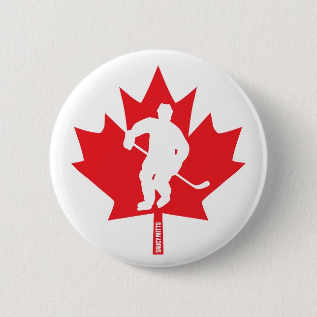 Kanada Hockeyspieler Maple Leaf Spieler Flare Button (Vorderseite)