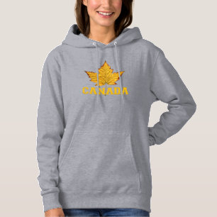 Kanada Hoodies Women's Gold Maple Leaf Hoodie Shir