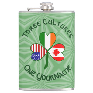 Kanada Irland USA Kleeblatt Flag Personalisiert Flachmann