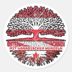 Kanada Kanadisch Österreichisch Österreich Baum Runder Aufkleber