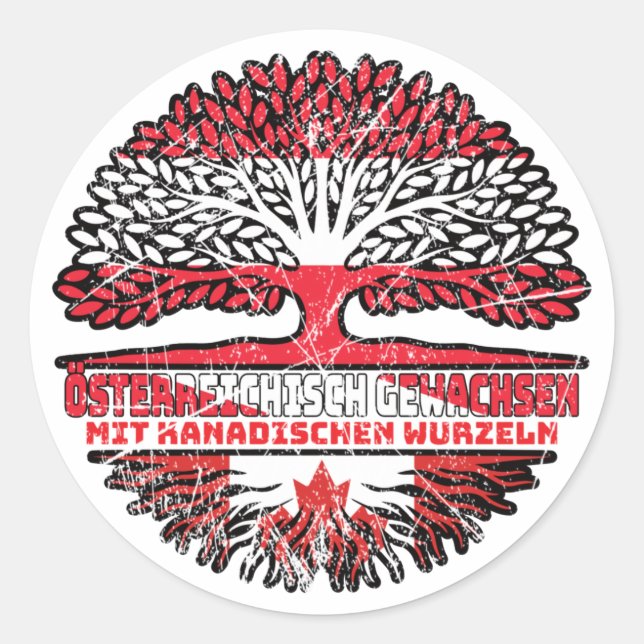 Kanada Kanadisch Österreichisch Österreich Baum Runder Aufkleber (Vorderseite)