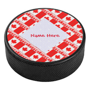 Kanada Kanadische Flagge Kacheln Rot Personalisier Eishockey Puck
