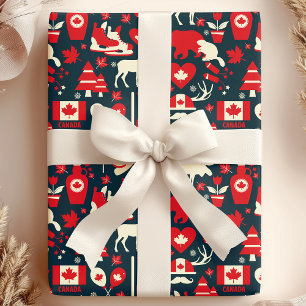 Kanada Kanadisches Weihnachten Winter Elch Muster Geschenkpapier