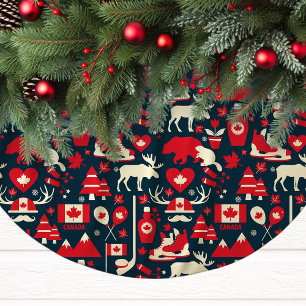 Kanada Kanadisches Weihnachten Winter Elch Muster Polyester Weihnachtsbaumdecke