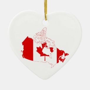 Kanada Karte mit Flag Herz Keramik Ornament Gesche