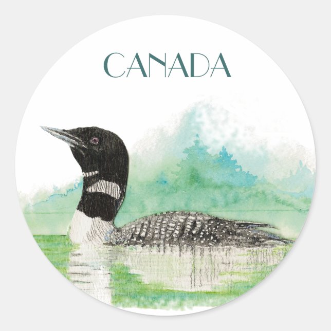 Kanada Keepake Loon Runder Aufkleber (Vorderseite)