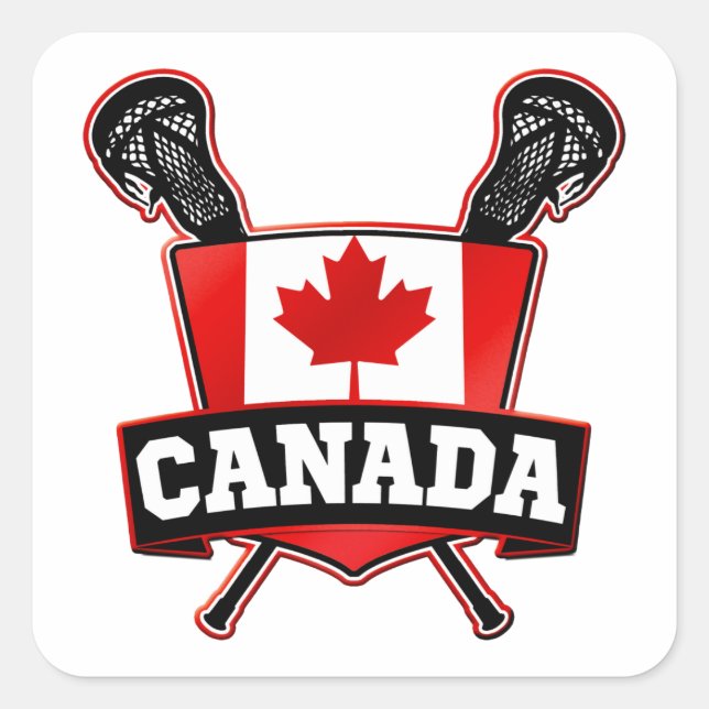 Kanada-Lacrosse-Logo Quadratischer Aufkleber (Vorderseite)