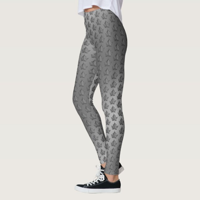 Kanada Leggings Silver Canada Mapsse Leaf Leggings (Links)
