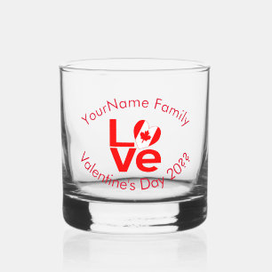 Kanada LIEBE Herz Flagge Rot Personalisiert Whiskyglas