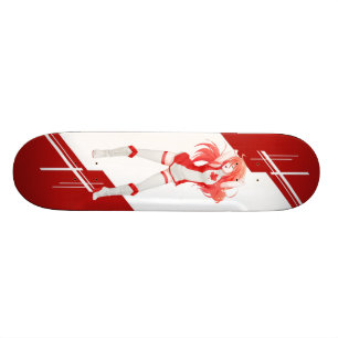 Kanada Manga Animemädchen gekleidet in der Flagge Skateboard