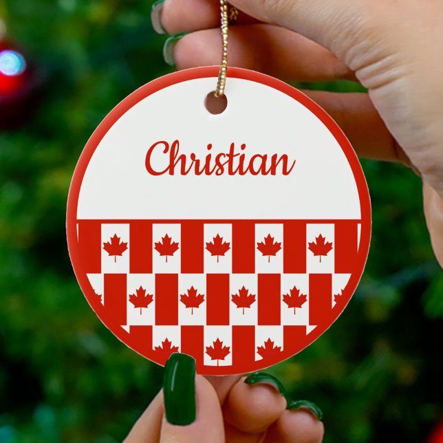 Kanada Maple Leaf Kanadisches Flaggenmuster Weihna Keramik Ornament (Canada Maple Leaf Canadian Flag Pattern Christmas Ceramic Ornament)
