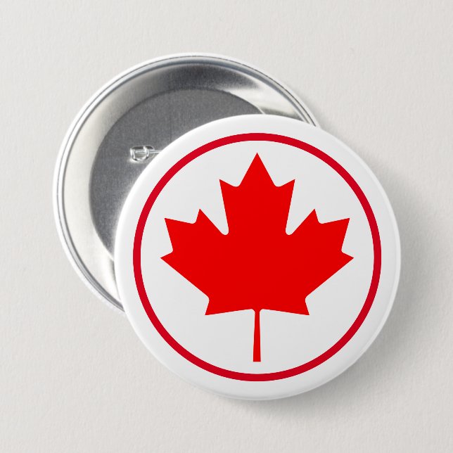 Kanada-Maple-Leaf-Rot-Weiß-Kanadische Flaggenfarbe Button (Vorne & Hinten)