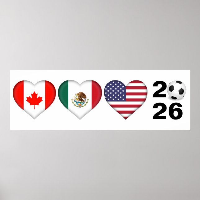 Kanada Mexiko USA Gastgeber Fußballturnier 2026 Poster (Vorne)