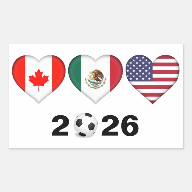 Kanada Mexiko USA Gastgeber Fußballturnier 2026 Rechteckiger Aufkleber (Vorderseite)