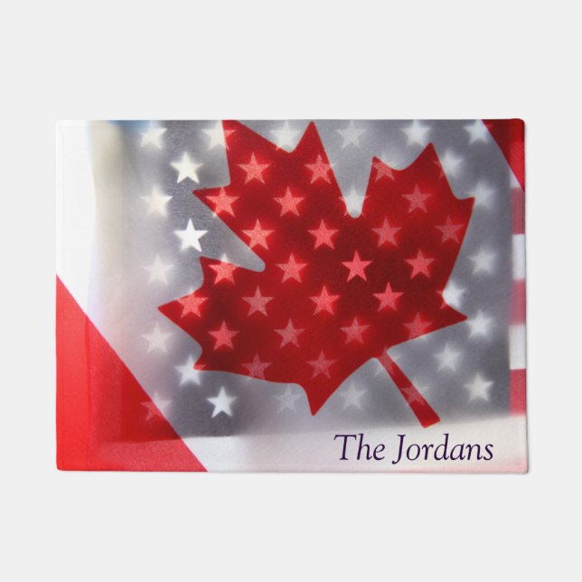 Kanada mit Amerika-Flaggen Fußmatte (Vorderseite)